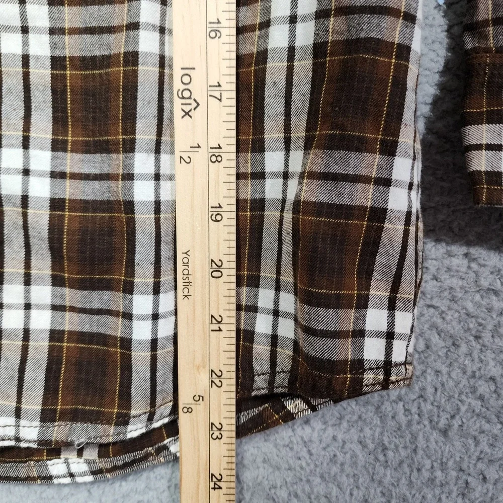 Pure Stuff Boys Button Brown Flannel Shirt Size 8‎ Large Long Sleeve NWT